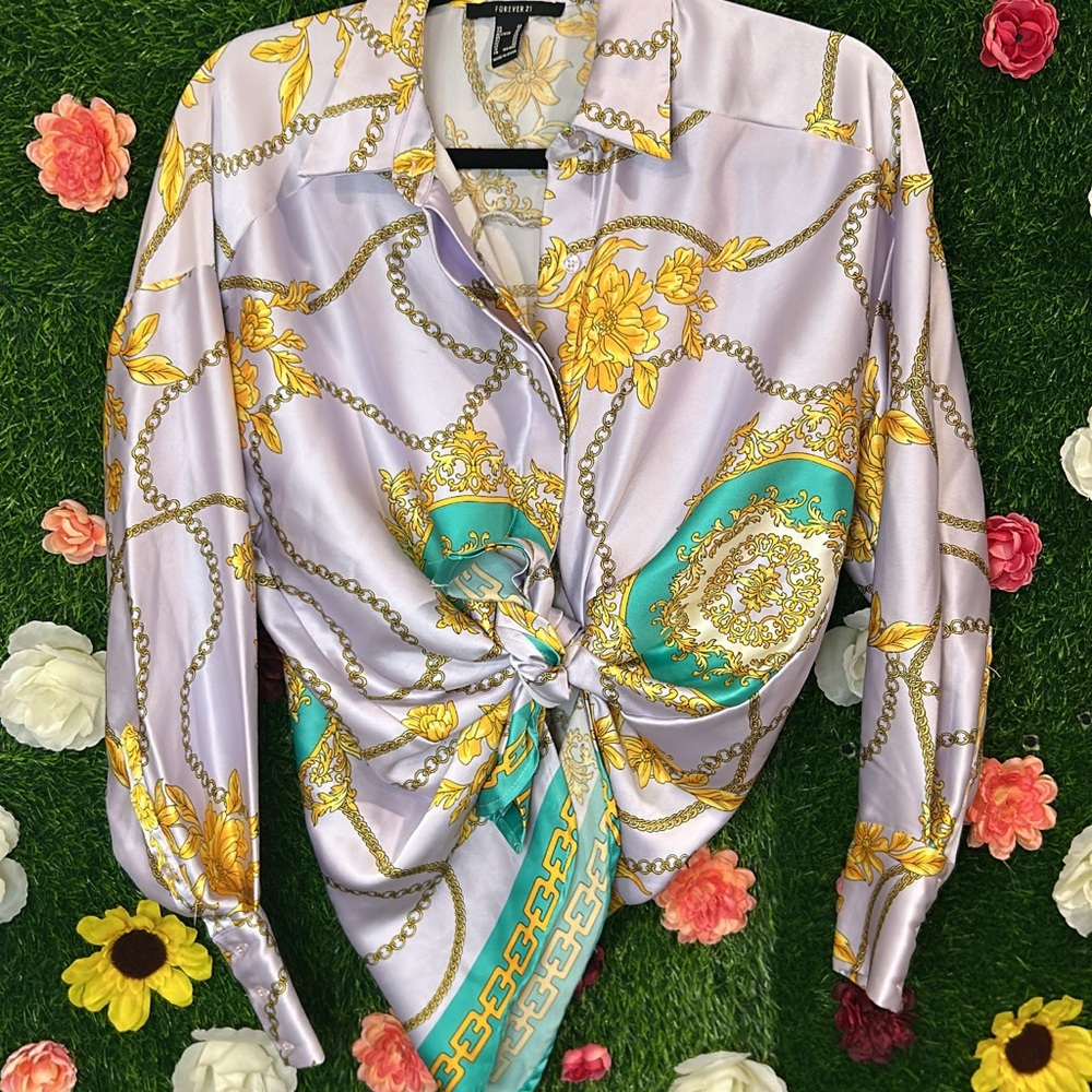 Designer print dress shirt